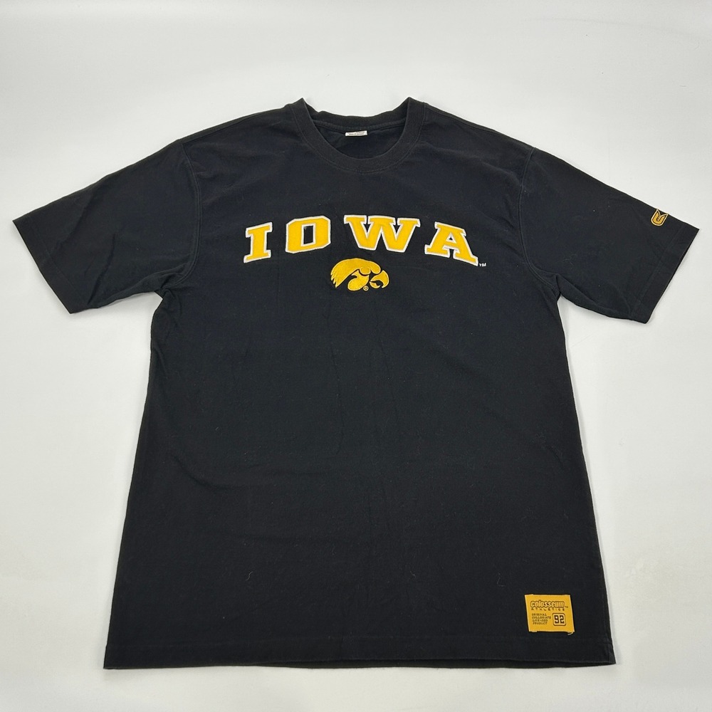 Iowa Hawkeyes Shirt Mens Large Black Colosseum Short‎ Sleeve Crewneck